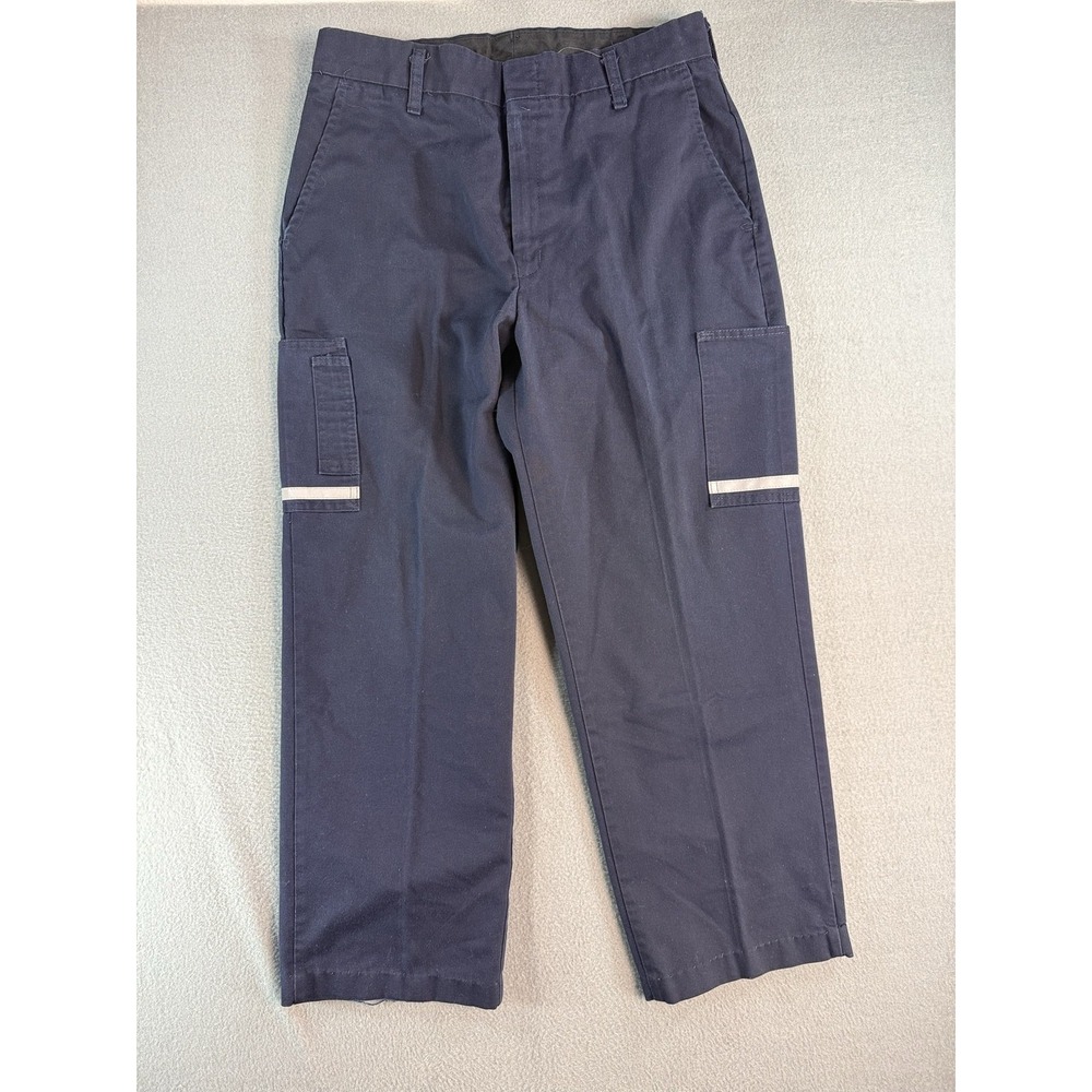 FedEx Pants Mens 34x32 Blue Relaxed Fit Cargo Reflective Workwear Twill Uniform